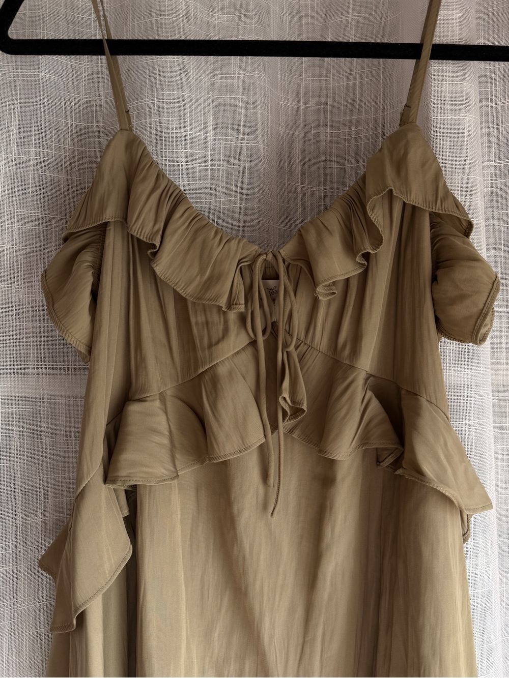 Universal Thread Olive Ruffle Tie-Front Cami - Picture 2 of 4